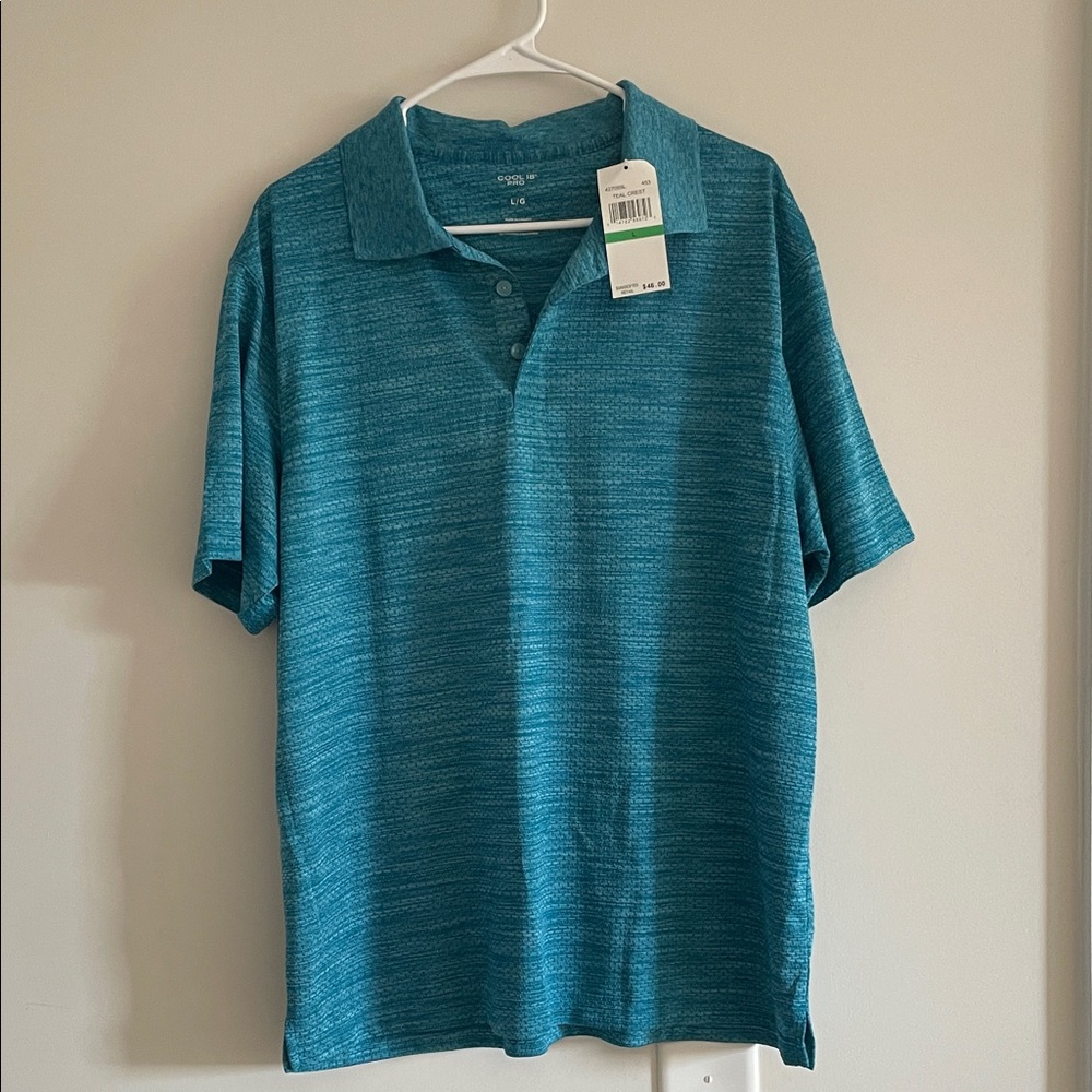 Haggar Teal Space-Dye Short Sleeve Polo